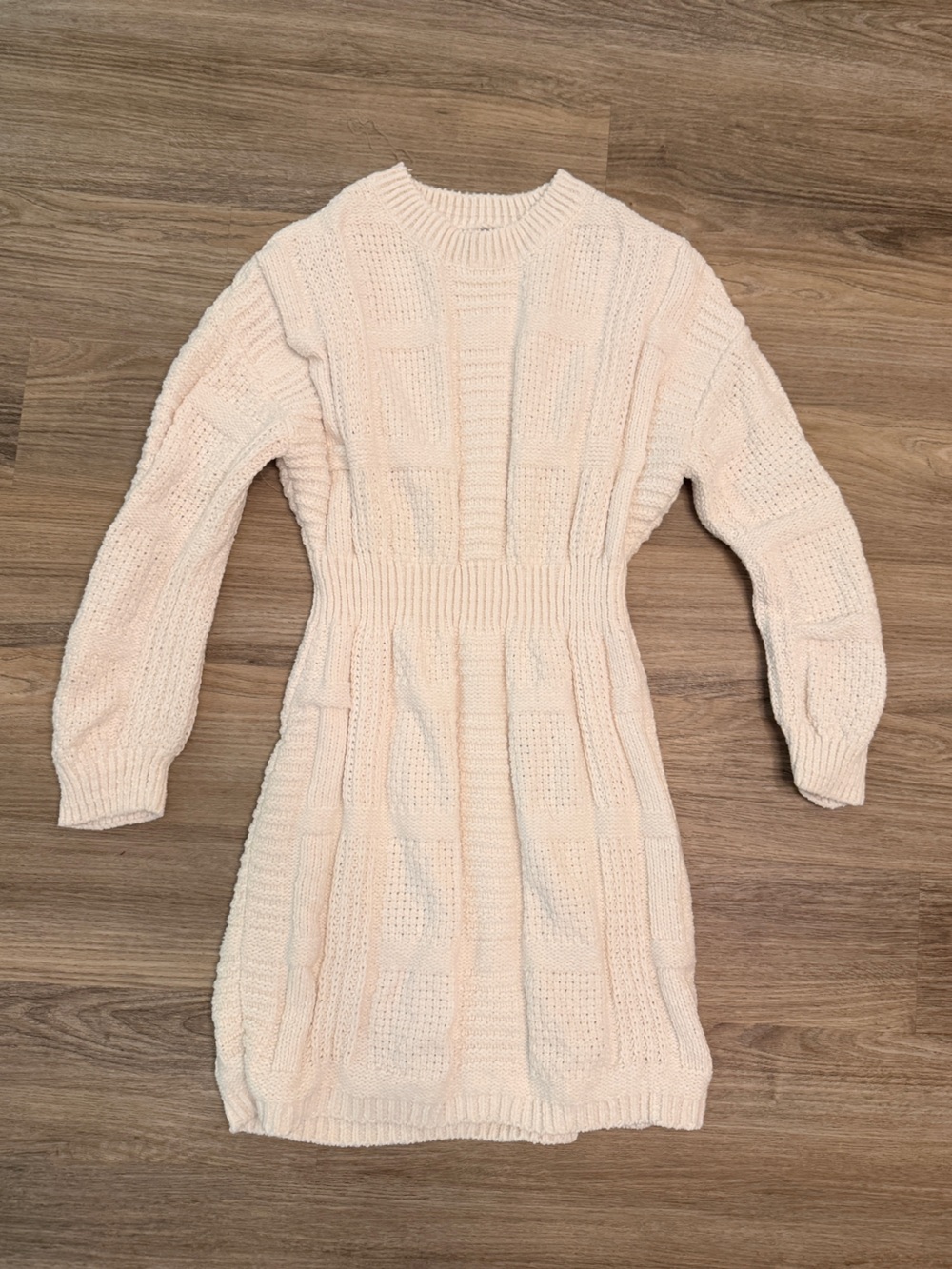 Cozy Cable Knit Women's Sweater Dress - Cream
